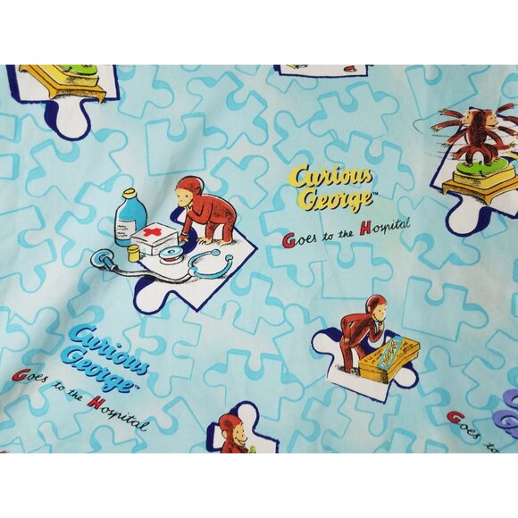 Curious George Scrub Top 2XL Puzzle Print V-Neck 65% Polyester 35% Cotton Made I - Picture 2 of 11